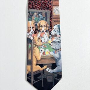 VTG Ralph Marlin Dogs Playing Cards Neck Tie Novelty Graphic Humor Suit Gift